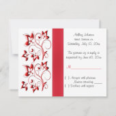 PRINTED RIBBON Red, Black, White Floral RSVP Card Kaartje (Achterkant)