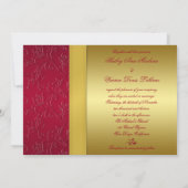 PRINTED RIBBON Red, Gold Floral Weddenschap Kaart (Achterkant)