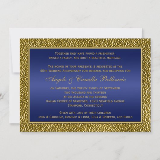PRINTED RIBBON Scrolls 40th Jubileum Invitation Kaart (Achterkant)