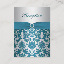 PRINTED RIBBON Silver, Blauwgroen Damask Enclosure Informatiekaartje
