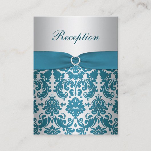 PRINTED RIBBON Silver, Blauwgroen Damask Enclosure Informatiekaartje (Voorkant)
