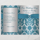 PRINTED RIBBON Silver, Blauwgroen Damask Wedding P (Voorkant)