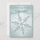 PRINTED RIBBON Snowflake Holiday Party Invitation Kaart (Voorkant)