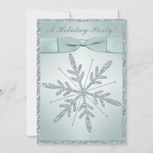 PRINTED RIBBON Snowflake Holiday Party Invitation Kaart (Voorkant)