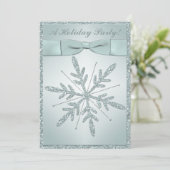 PRINTED RIBBON Snowflake Holiday Party Invitation Kaart (Staand voorkant)