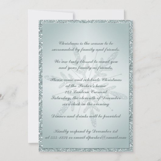 PRINTED RIBBON Snowflake Holiday Party Invitation Kaart (Achterkant)