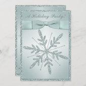 PRINTED RIBBON Snowflake Holiday Party Invitation Kaart (Voorkant / Achterkant)