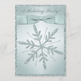 PRINTED RIBBON Snowflake Holiday Party Invitation Kaart