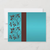 PRINTED RIBBON Turquoise, Brown Reply Card II RSVP Kaartje (Achterkant)