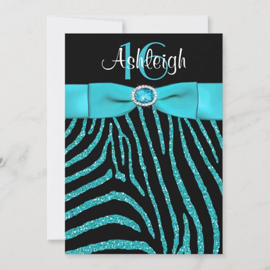 PRINTED RIBBON Zebra 16th Birthday Invitation Kaart (Voorkant)