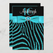 PRINTED RIBBON Zebra 16th Birthday Invitation Kaart (Voorkant / Achterkant)