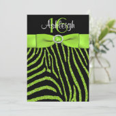PRINTED RIBBON Zebra 16th Birthday Invitation Kaart (Staand voorkant)