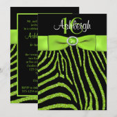 PRINTED RIBBON Zebra 16th Birthday Invitation Kaart (Voorkant / Achterkant)