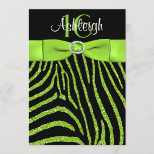 PRINTED RIBBON Zebra 16th Birthday Invitation Kaart