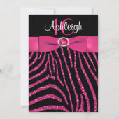PRINTED RIBBON Zebra 16th Birthday Invitation Kaart (Voorkant)