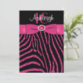 PRINTED RIBBON Zebra 16th Birthday Invitation Kaart (Staand voorkant)