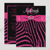 PRINTED RIBBON Zebra 16th Birthday Invitation Kaart (Voorkant / Achterkant)