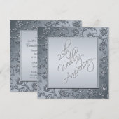 PRINTED Silver Glitter 25th Jubileum Invitation Kaart (Voorkant / Achterkant)