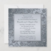 PRINTED Silver Glitter 25th Jubileum Invitation Kaart (Achterkant)