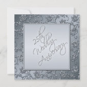 PRINTED Silver Glitter 25th Jubileum Invitation Kaart (Voorkant)