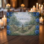 Printed Watercolor Castle Garden Fountain RSVP Kaartje