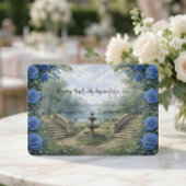 Printed Watercolor Castle Garden Fountain RSVP Kaartje