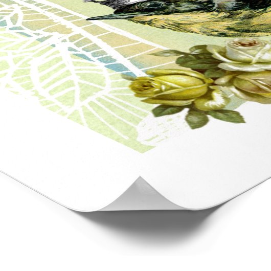  printen voor koningin-vogelcollage poster (Hoek)