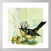  printen voor koningin-vogelcollage poster (Voorkant)