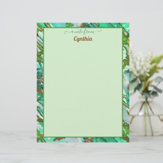 Printer-sized tweezijdige groene Waterverf Abstrac Briefhoofd (Staand voorkant)