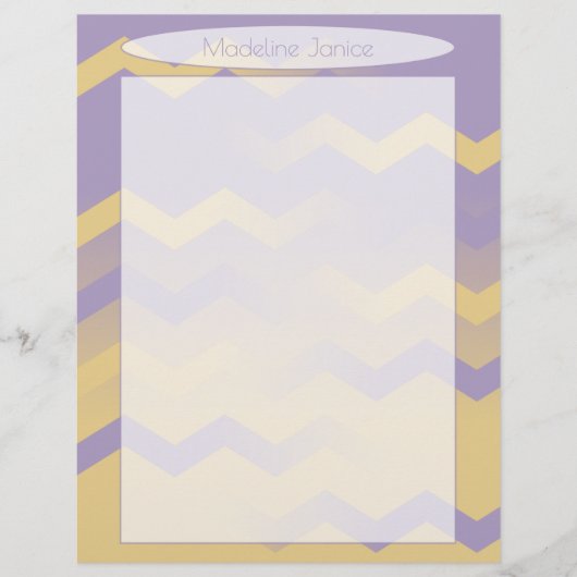 Printeraangepaste lavender en Gold Chevron Station Briefhoofd (Voorkant)