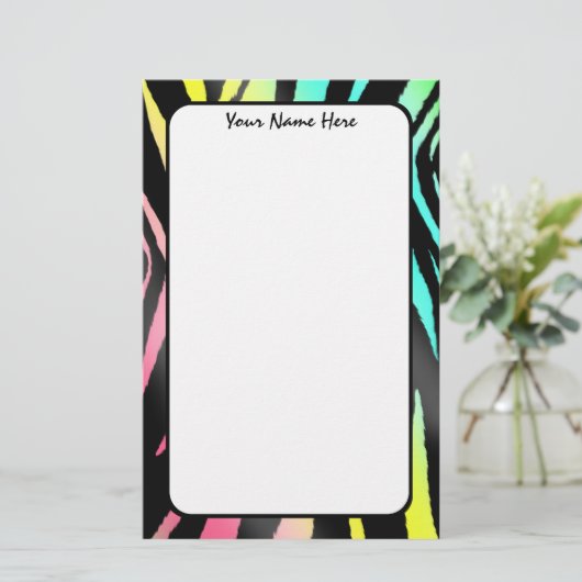 Printerbriefpapier van Neon Zebra Briefpapier (Staand voorkant)