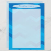 Printergemaakt blauw-Chevron Stationery Briefhoofd (Voorkant / Achterkant)