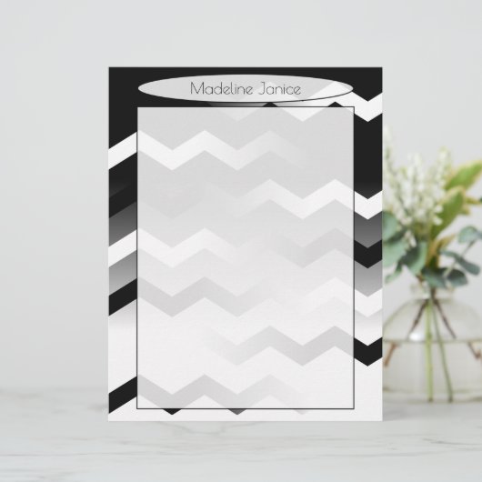 Printergemaakt zwart en wit papier briefhoofd (Staand voorkant)