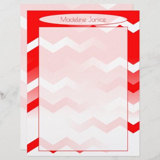 Printergerde rode en witte Chevron Stationery Briefhoofd (Voorkant / Achterkant)