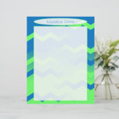 Printermaangeblazen blauw en groen gekleurd papier briefhoofd (Staand voorkant)