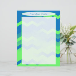 Printermaangeblazen blauw en groen gekleurd papier briefhoofd