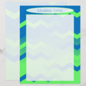 Printermaangeblazen blauw en groen gekleurd papier briefhoofd (Voorkant / Achterkant)