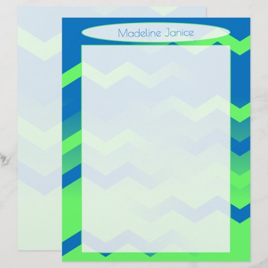 Printermaangeblazen blauw en groen gekleurd papier briefhoofd (Voorkant / Achterkant)