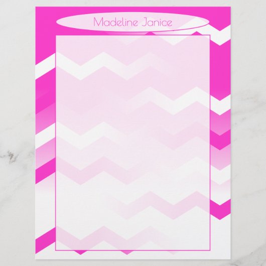Printermagenta en White Chevron Stationery Briefhoofd (Voorkant)