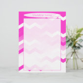 Printermagenta en White Chevron Stationery Briefhoofd (Staand voorkant)