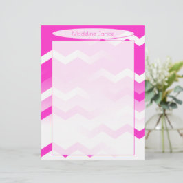 Printermagenta en White Chevron Stationery Briefhoofd