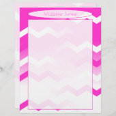 Printermagenta en White Chevron Stationery Briefhoofd (Voorkant / Achterkant)