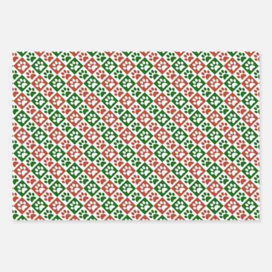 Printerpatroon met rode en groene kerstkaart inpakpapier vel (Voorkant 3)