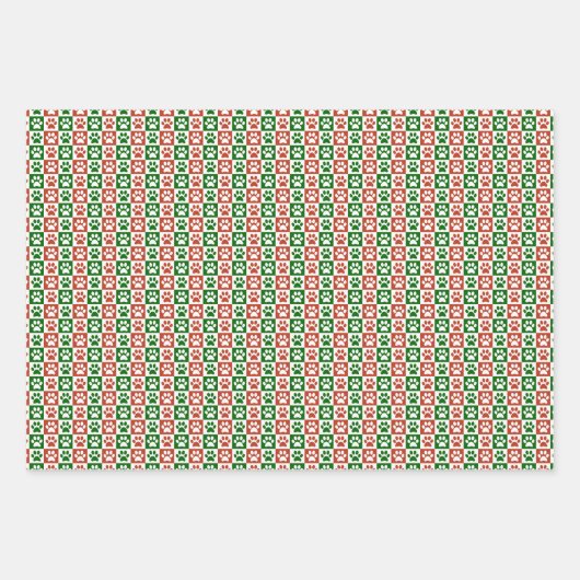 Printerpatroon met rode en groene kerstkaart inpakpapier vel (Voorkant 2)