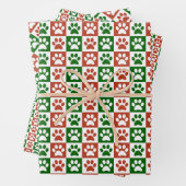 Printerpatroon met rode en groene kerstkaart inpakpapier vel (In situ)