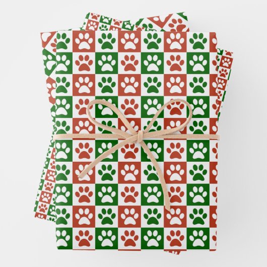 Printerpatroon met rode en groene kerstkaart inpakpapier vel (In situ)