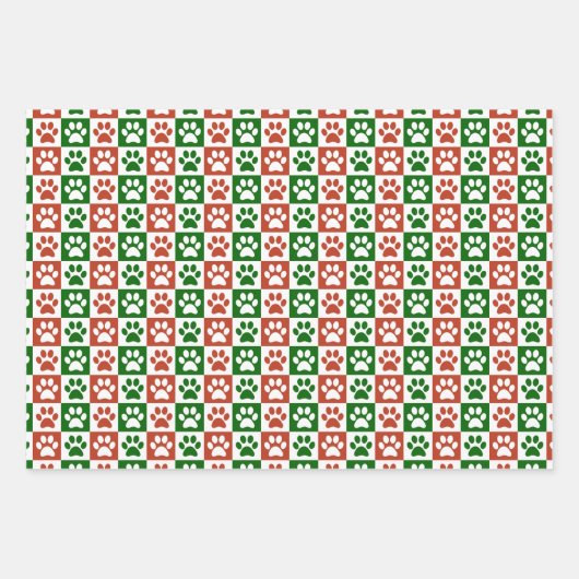 Printerpatroon met rode en groene kerstkaart inpakpapier vel (Voorkant)