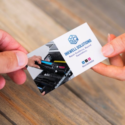 Printerreparatiebedrijf | Eenvoudige witte foto Visitekaartje