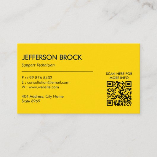 Printerreparatiebedrijf | Geel Wit Barcode Visitekaartje (Voorkant)