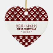 Printerrode foto van Pet's eerste kerstpagina Keramisch Ornament (Achterkant)